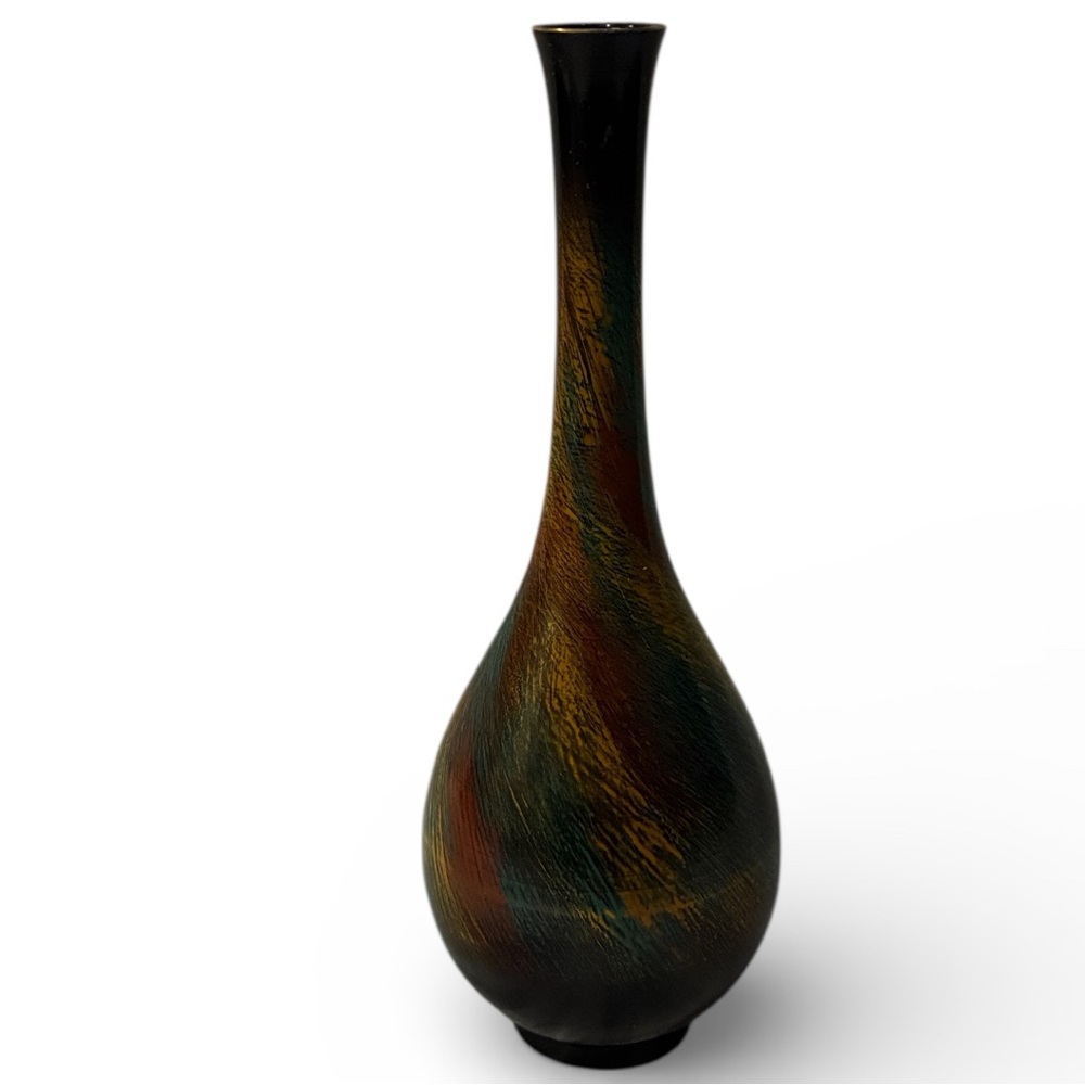 Toyo 7” Multicolor Ceramic Vase Metal Multicolor  Bud Vase